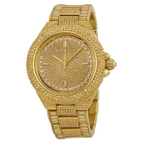 michael kors crystal watch gold women& 39|Michael Kors camille gold watch.